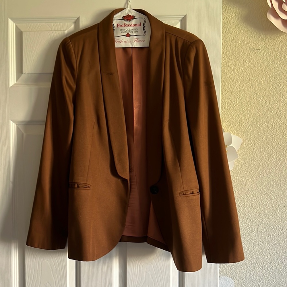Zara brown caramel fitted blazer size Large